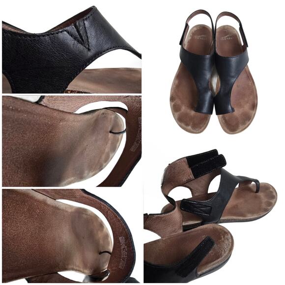 Black Leather Sandals Dansko Reece Size EU40 US 9.5-10 Toe Loop Sandal - Picture 10 of 14